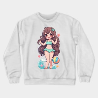 Cute anime girl in bikini Crewneck Sweatshirt